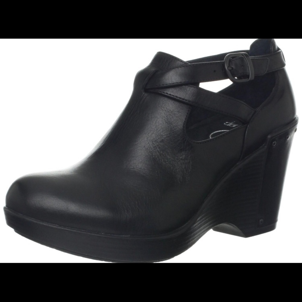 Dansko Franka Black Wedge Heels